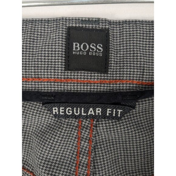 Hugo Boss Chino Pants Mens 38x34 (38x31 Actual) Gray Houndstooth Regular Fit - Picture 9 of 11